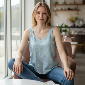 Regata Bordada com Alça Trançadas - Detalhes que Encatam